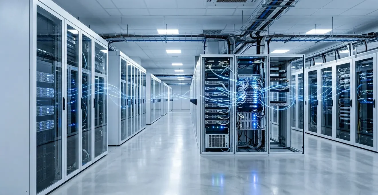 Infrastructure réseau d'entreprise moderne avec points de placement IPS visualisés en 3D