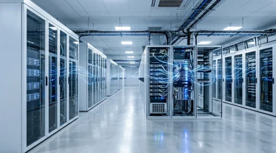 Infrastructure réseau d'entreprise moderne avec points de placement IPS visualisés en 3D