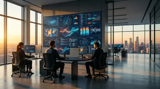 Centre d'opérations de sécurité moderne avec analyse intelligente des alertes et tableaux de bord stratégiques
