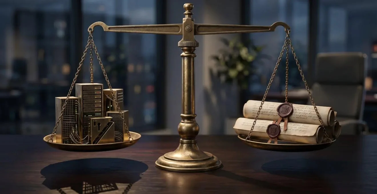 Balance symbolique entre investissement technologique et police d'assurance dans un environnement d'entreprise