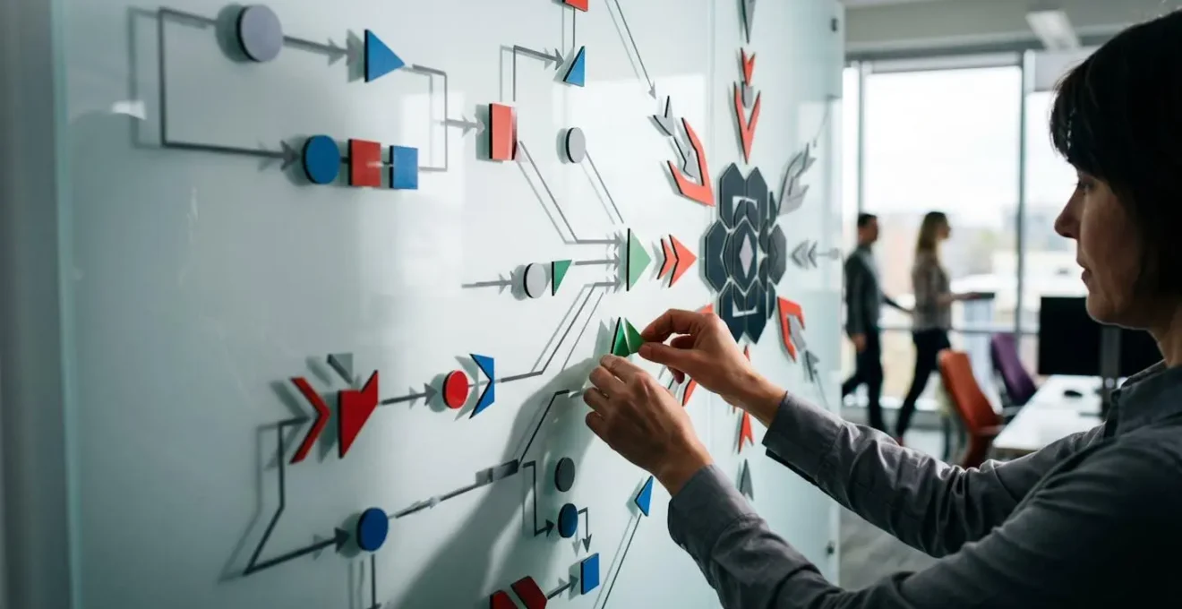 Présentation visuelle d'une preuve de concept avec schémas d'impact business et chemins d'exploitation