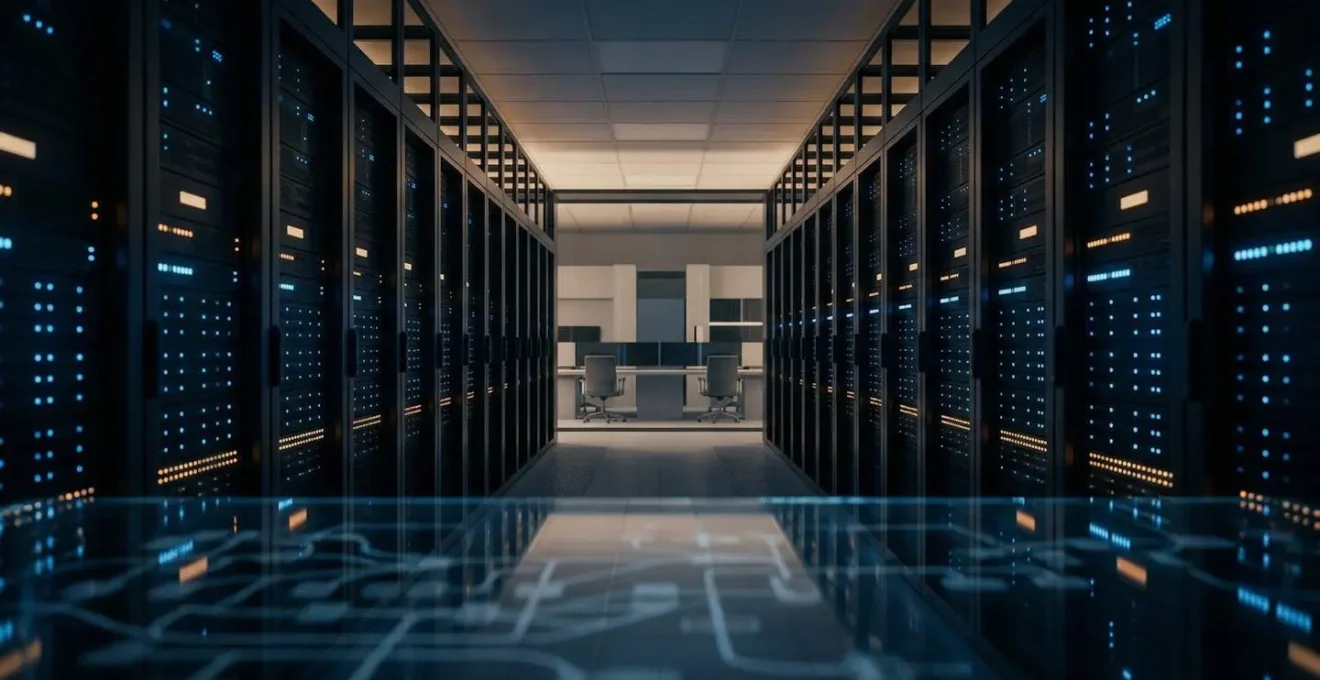 Vue stratégique d'un centre de données montrant la hiérarchisation des correctifs de sécurité