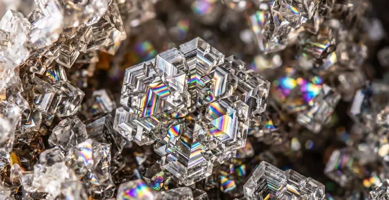 Représentation abstraite de la transition cryptographique avec formes géométriques évoquant la complexité quantique